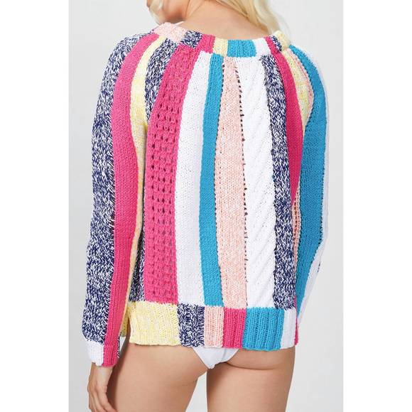 NEW SMYTHE handknit awning sweater in sherbet stripe - Picture 2 of 2